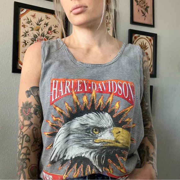 ❌SOLD❌Vintage stripped Harley Davidson tank top - Picture 3 of 8